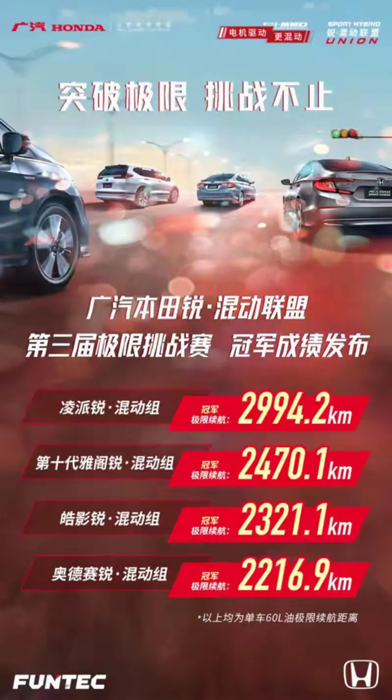 比亚迪汽车第五代DM技术可续航2000多公里，对比广汽本田续航2000多公里！论