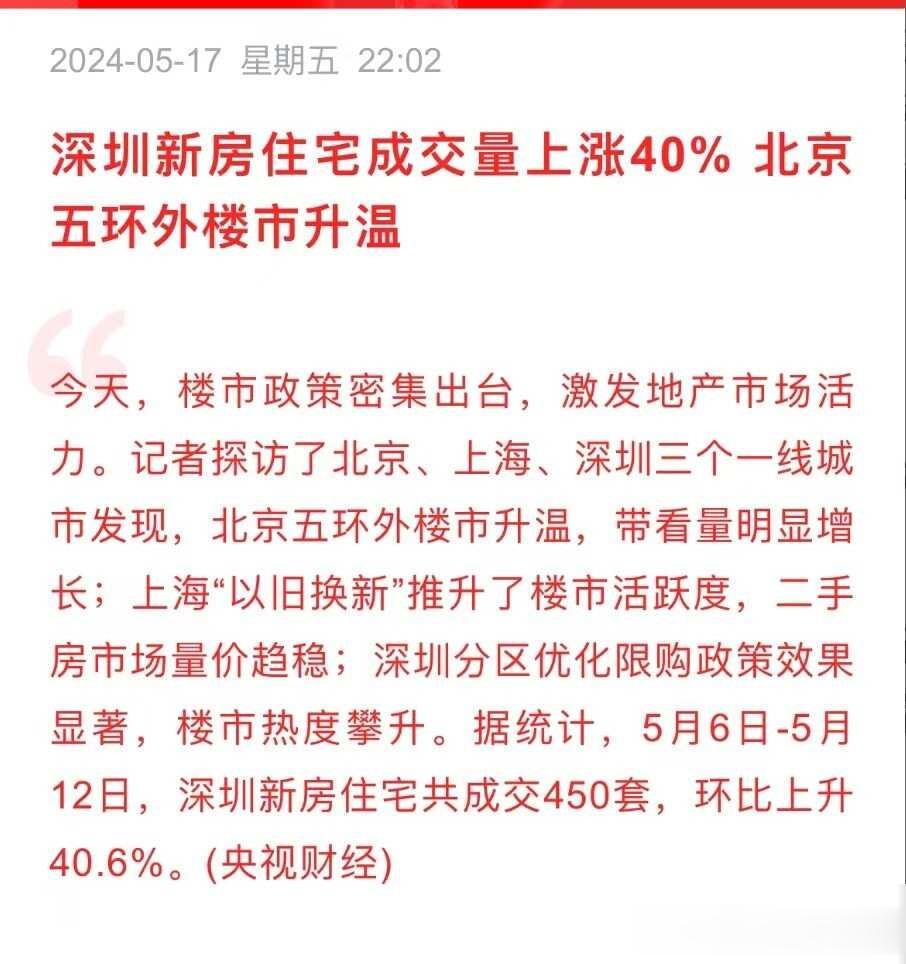 房价开始涨了吗？深圳新房住宅成交量上涨40%伴随楼市政策持续加码，房地产市场有活