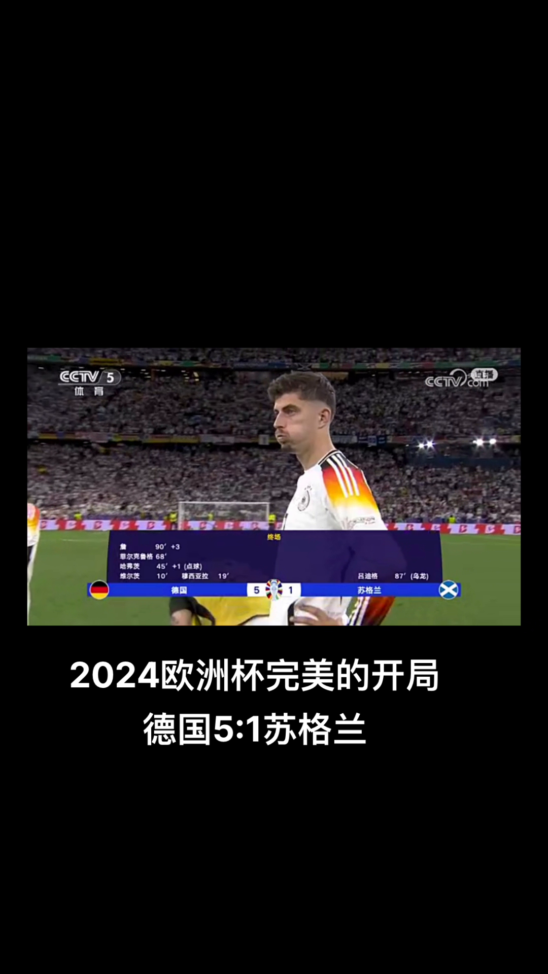 2024欧洲杯完美的开局，德国5：1苏格兰。