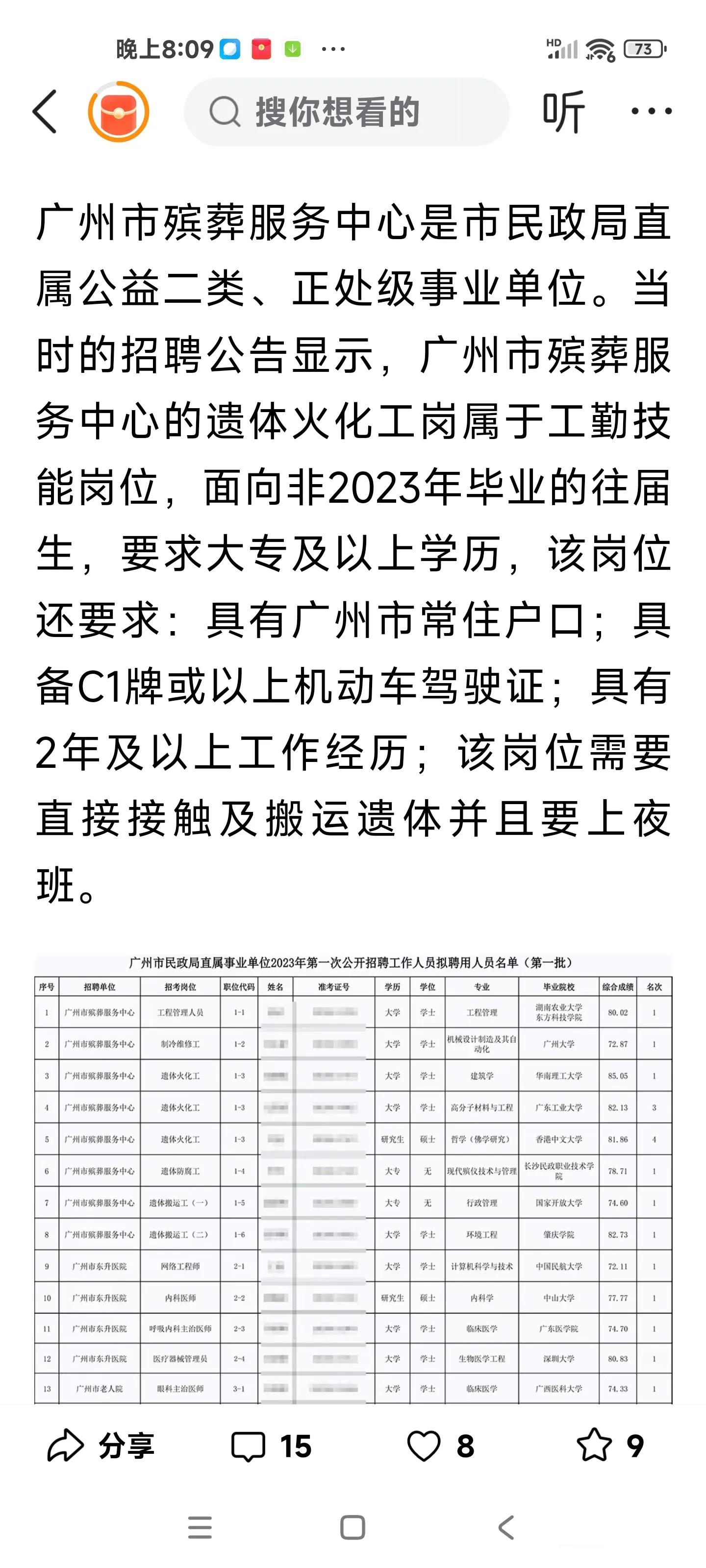 名校硕士研究生被聘为遗体火化工岗位！广州大学生为了进体制内也是拼了，这些本科、硕