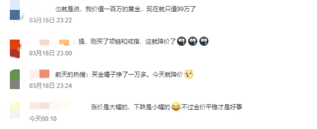 金价下跌了！15日国际金价小幅下跌，本周累计跌超1%。来看看网友的神评论[6]#