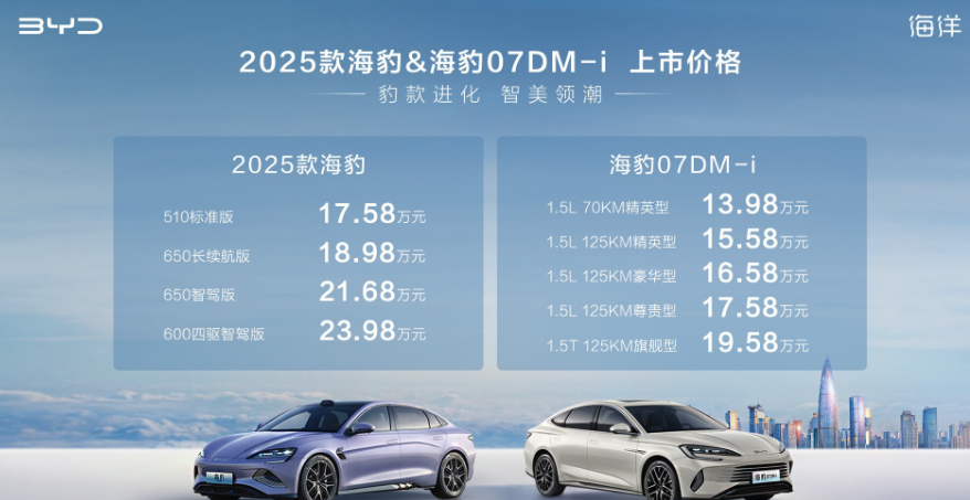 比亚迪海豹07DMi，有点香啊！！看了一下，70公里版本为13.98万、125公