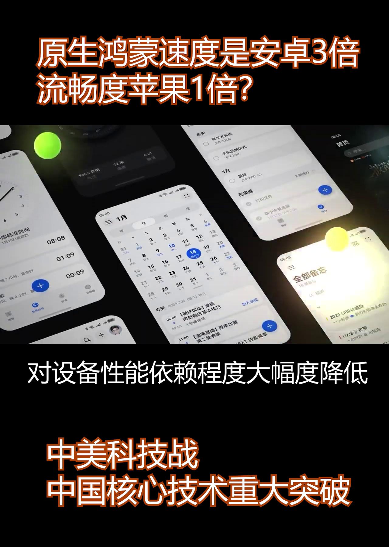 原生鸿蒙速度是安卓3倍，流畅度苹果1倍？中美科技战底层核心技术突破除了芯片，还有