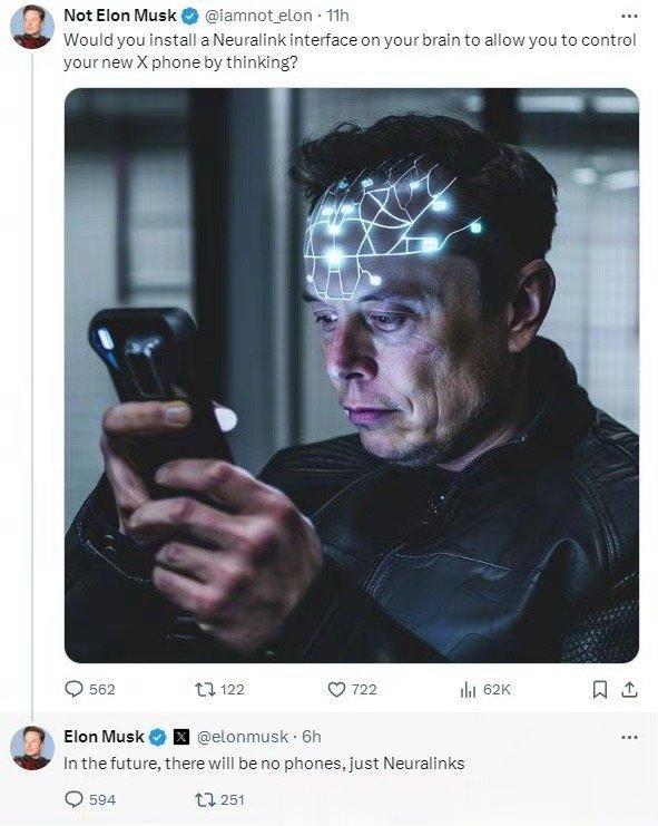 特斯拉和Neuralink首席执行官埃隆·马斯克认为，未来人们将不再需要手机，因