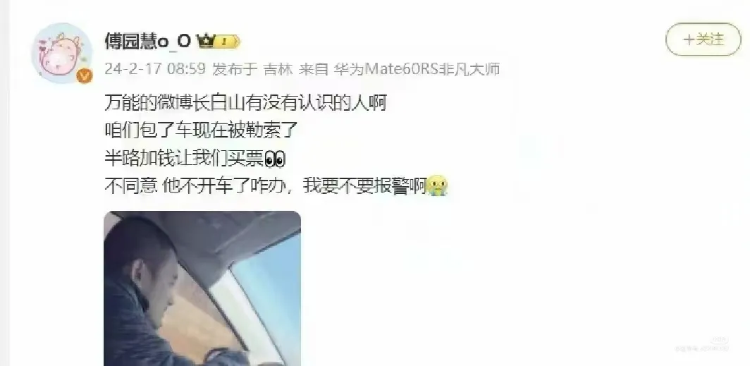 游泳奥运冠军傅园慧被困长白山，司机成东北文旅罪人！2月17日上午，傅园慧发博求助
