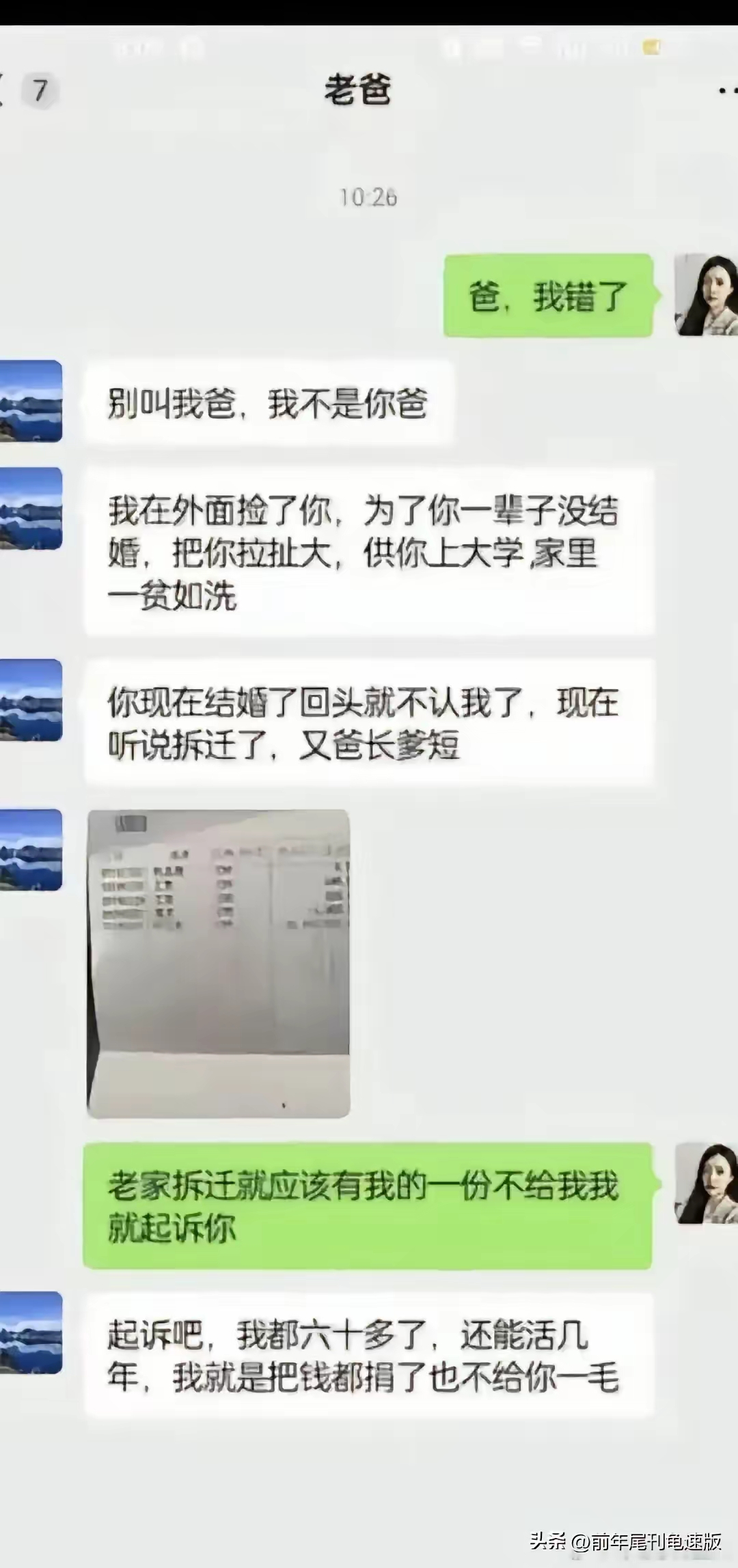 基本这就是一个段子，不过，假设真这样，一毛钱也不给这种不肖子孙，全都捐给社会。