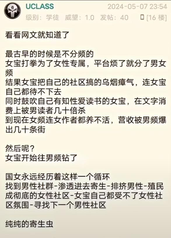 不太懂网文，也不知道什么叫男频女频，所以不知道他说的对不对？