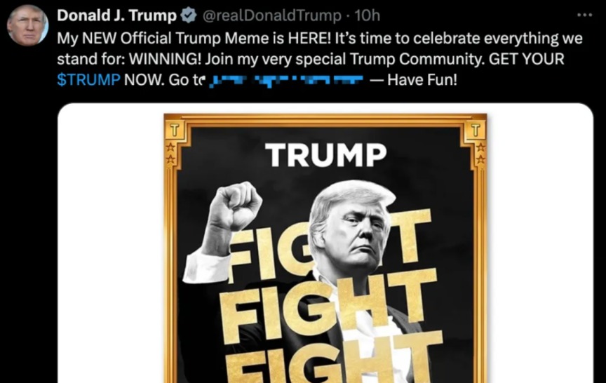 特朗普币上线，钱给我，币你拿走，我在评论比特币的时候就说过，没有任何信用背书的比特币，就是资本博傻的游戏。

逻辑上，可以上线任何币来炒作，来替代比特币，果然特朗普是一个好商人，至少还有他的信用，四年