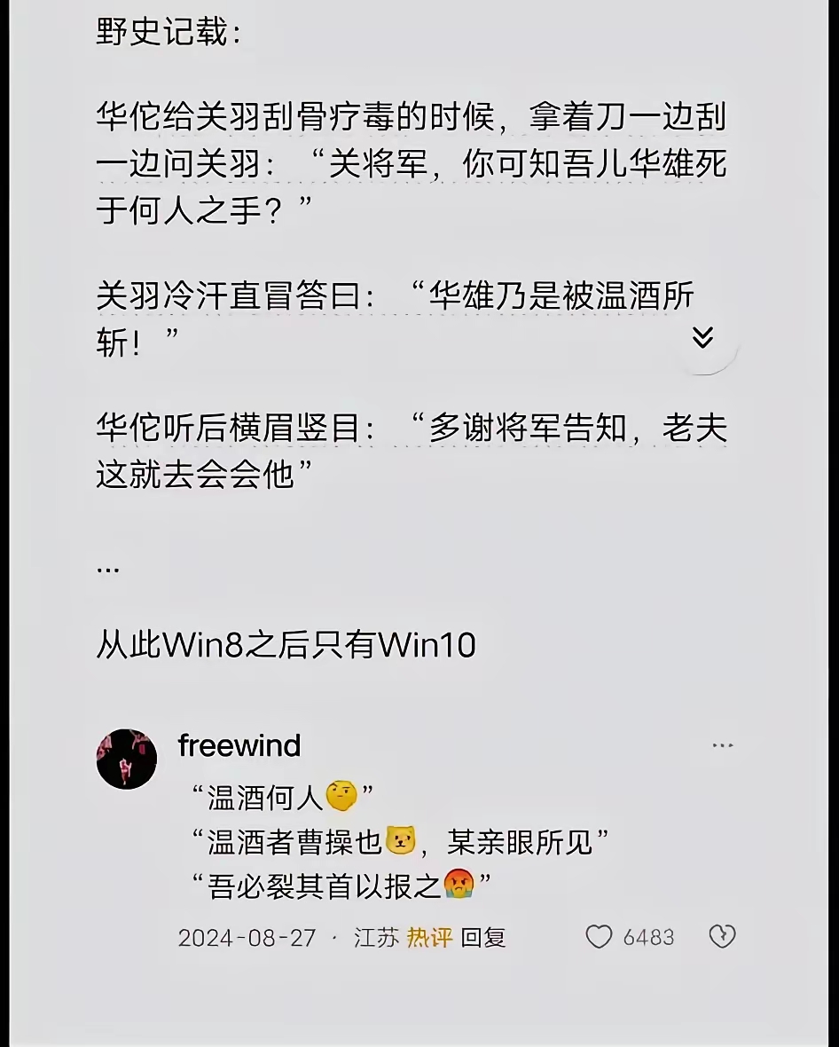 华雄是谁杀的？温酒斩华雄，是谁温酒？曹操！华佗欲杀曹操，未果，卒。华雄，华佗之子也。