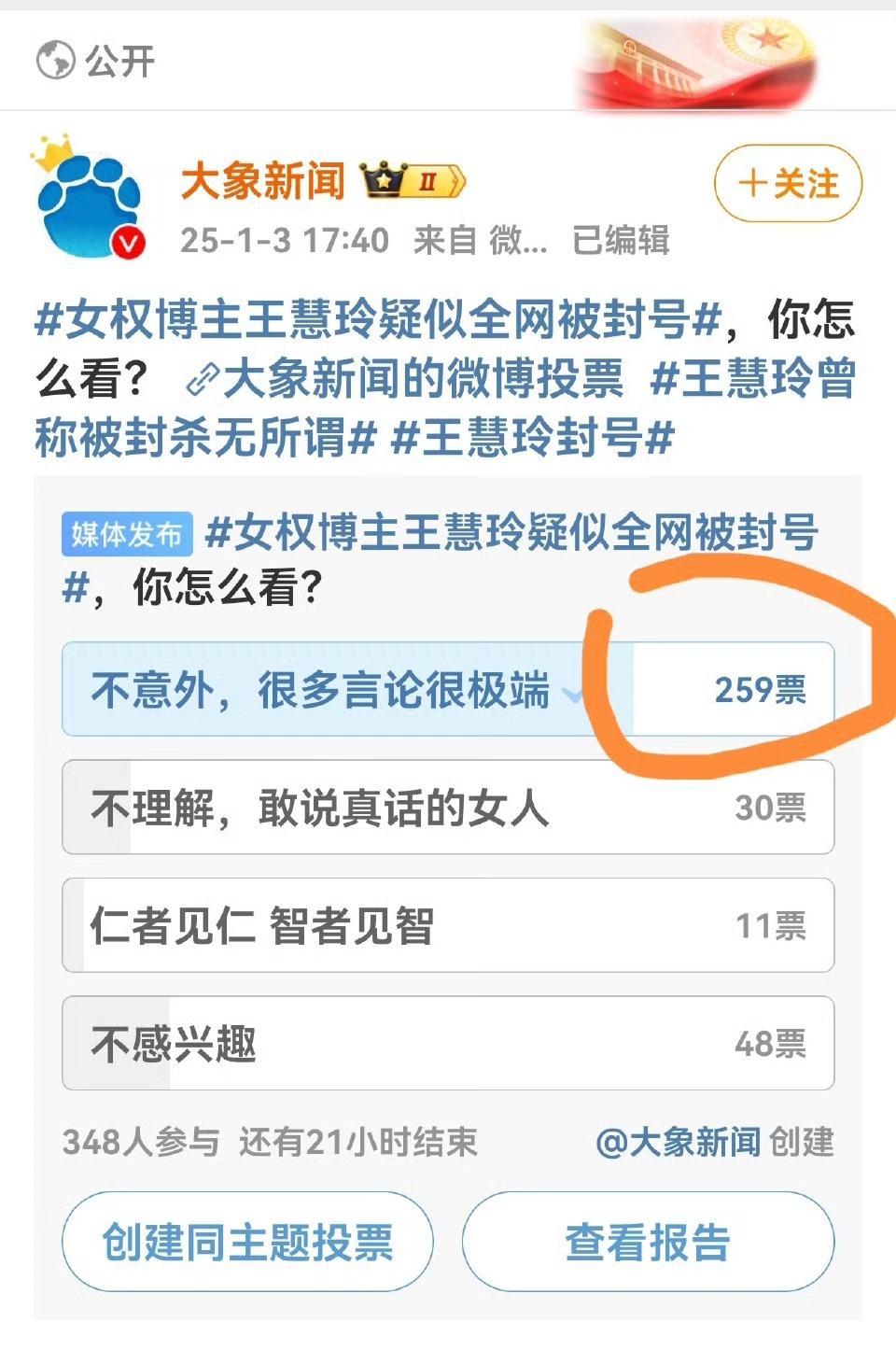 现在有一种搞投票的舆论玩法，符合我的意思，大做文章，不符合我的意思，一删了之，狗吃草有驴心思。