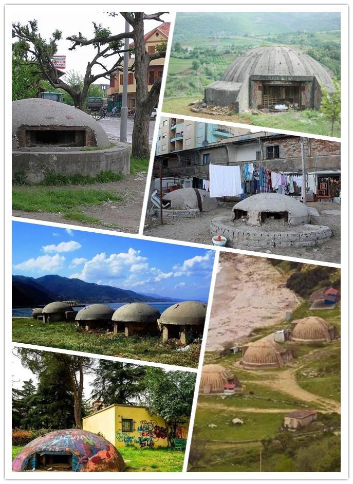 1963~1979年，通过全民努力，阿尔巴尼亚累计修建了20余万座地堡和掩体，它们都是用中国供应的优质钢筋水泥建造，据说当时平均造价就达250美元，其中有600多座“关键要塞”位于交通要道和重点城市周