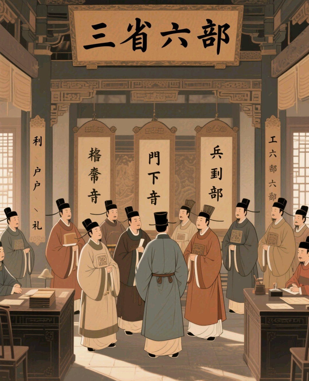 现在的单位，对应古代哪些单位？

1. 尚书省——国务院；
2. 吏部——组织部；
3. 户部——财政部；
4. 礼部——外交部；
5. 刑部——司法部；
6. 兵部——国防部；
7. 工部——住建部