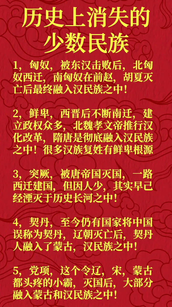 历史上消失的少数民族。