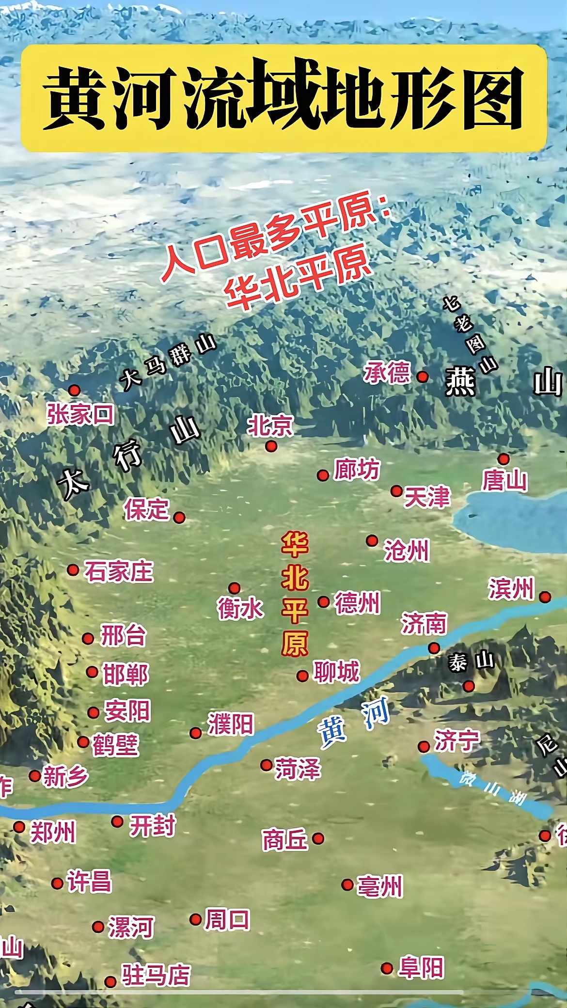 我国人口最多的平原——华北平原。