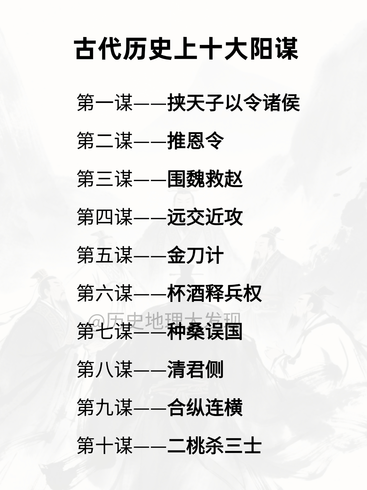 古代历史上十大阳谋。