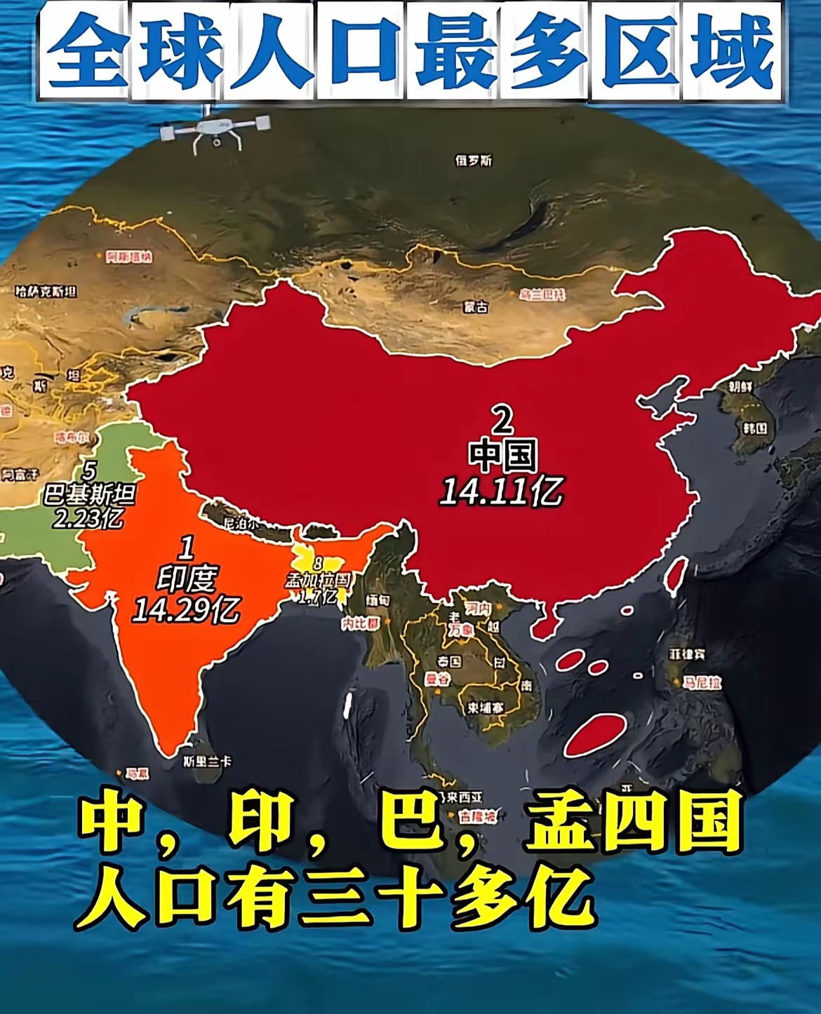 全球人口最多区域。