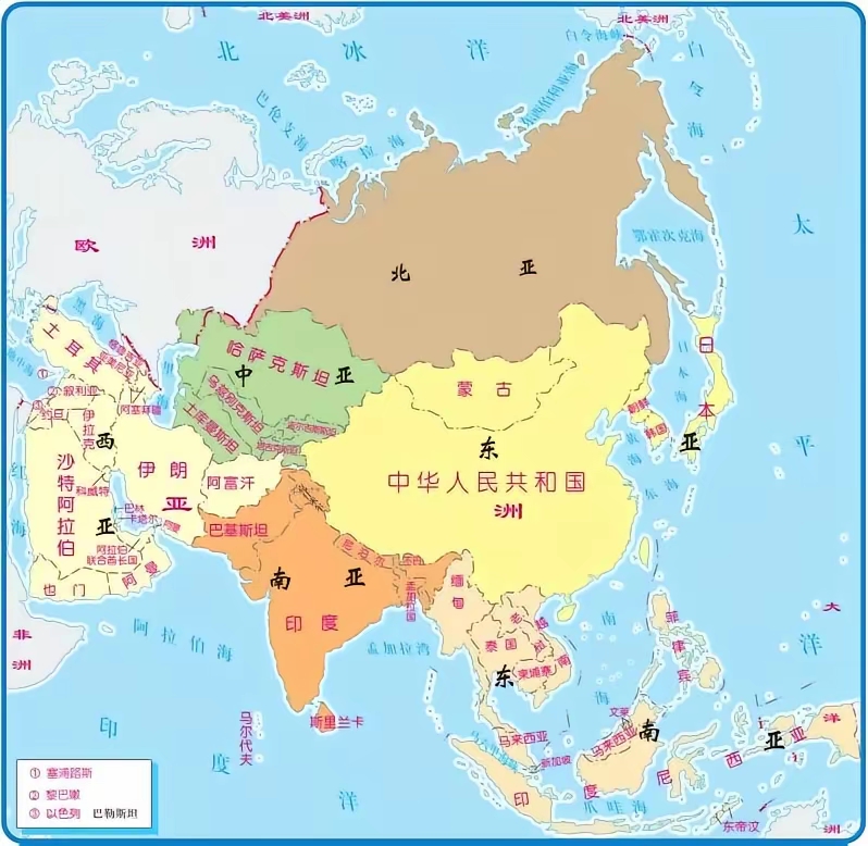 亚洲49国有哪些？

1中国、2日本、3韩国、4朝鲜、

5蒙古、6缅甸、7泰国、8老挝、

9柬埔寨、10越南、11菲律宾、

12马来西亚、13新加坡、14文莱

15印度尼西亚、16东帝汶、17