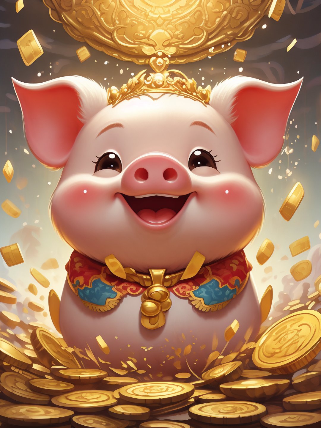 猪猪给你送黄金了，快开门，要不要接，这么好的惊喜当然接！稳稳接住这份好运，愿财富和福气都能涌进家门，也祝你天天有惊喜，生活满是甜！