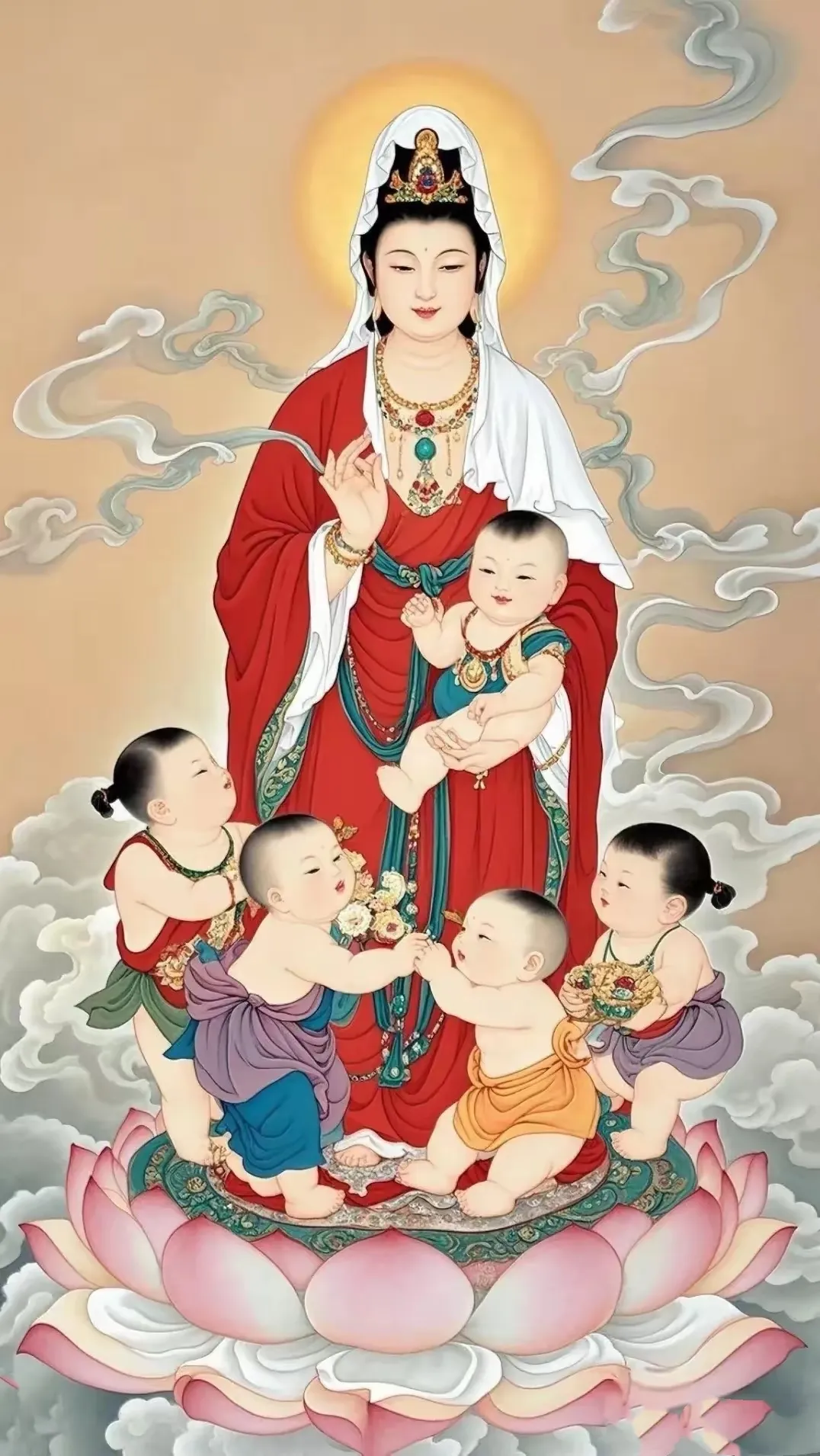 刷到这里你算是幸运啦，
子孙缘分来到你家啦！观音赐子佑麟儿，
福泽绵长满庭春，虔诚祈愿送子观音庇佑，赐下天赐良缘的结晶，
愿宝宝未来无忧，
一生被爱环绕，
成长之路繁花似锦，
祝福你每天开心心心，
充