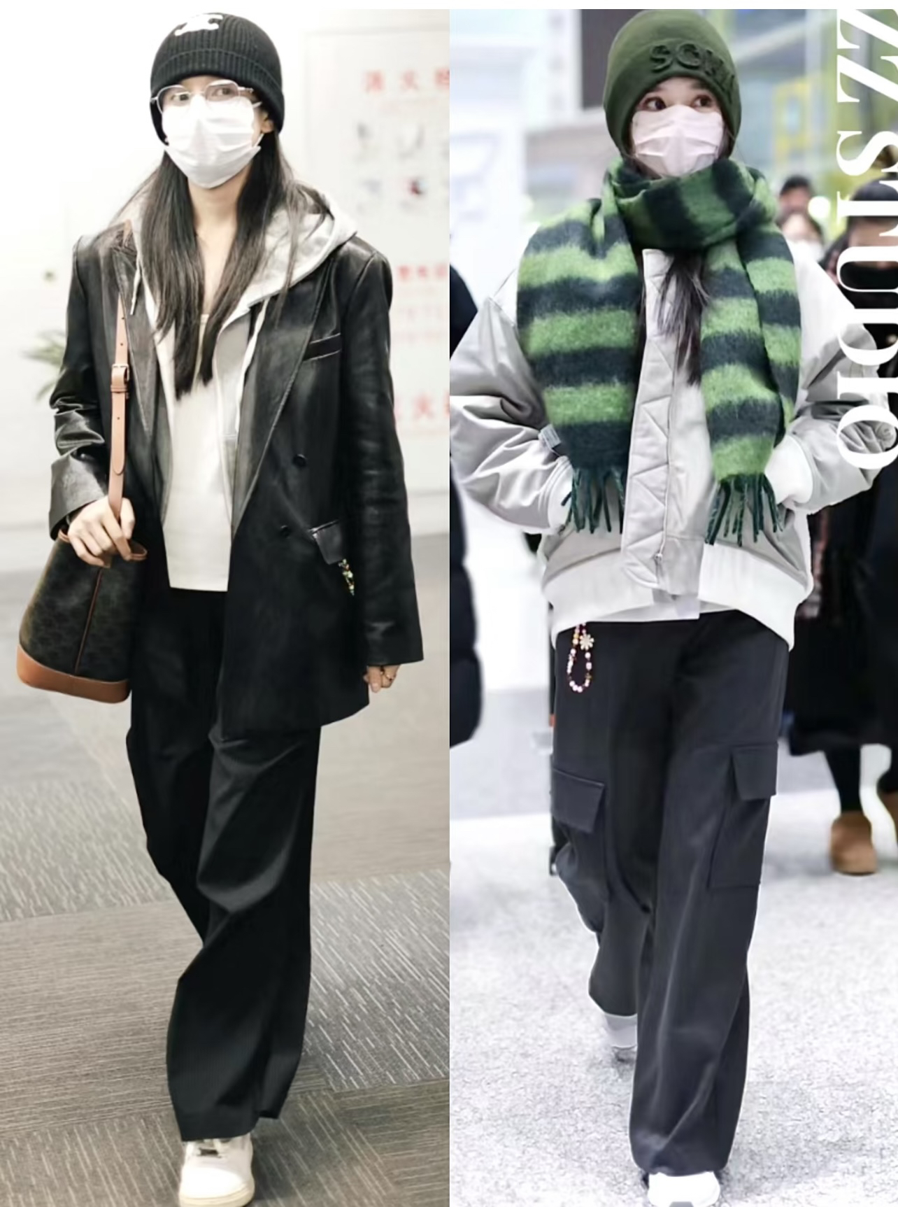 张婧仪私服也好看，宽松外套配直筒裤慵懒休闲！
私底下的张婧怡还是很喜欢宽松休闲穿搭的，在她的街拍中有很多宽松外套配直筒裤的组合，休闲慵懒又遮肉，完全不挑身材的穿搭还是很适合普通女孩的。

比如黑皮衣阔