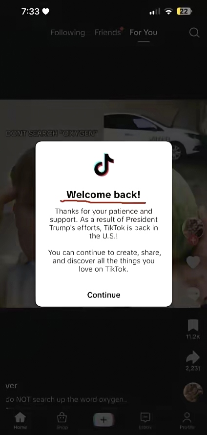 Tik Tok能回来，除了东大的支持，还有就是抖音已经摸清了老美的底细。
表现就是周受资之前硬刚老美，提前主动下架TT，摆出一副鱼死网破、东西砸烂了也不便宜你的气势，让老美的极限施压--破产了。
​说