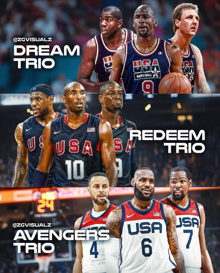 NBA梦之队3VS3，五局三胜制，均在巅峰期，你认为谁能笑到最后。

第一组是乔丹领衔，搭配魔术师和伯德。

第二组是科比领衔，搭配詹姆斯和伟德。

第三组是詹姆斯领衔，搭配库里和杜兰特。

哪支队更