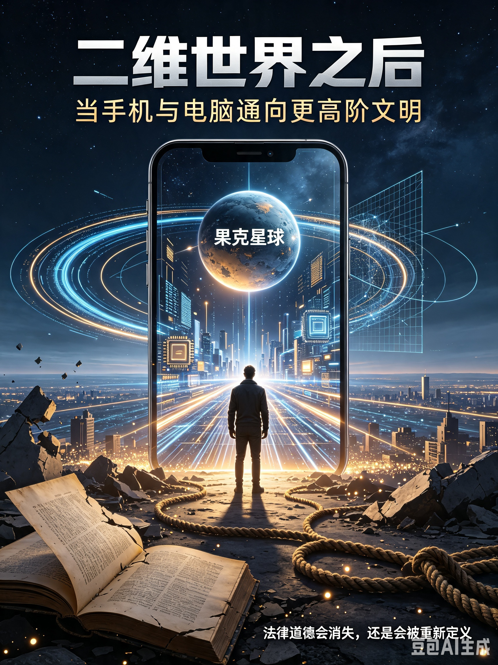 二维数码时代的人类未来与果克星球文明的蜕变
当下的人类，早已活在手机与电脑构建的二维世界里。我们的社交、认知、生活、情绪，都被屏幕数据定义，现实边界逐渐模糊。随着人工智能、虚拟科技持续迭代，人类文明正