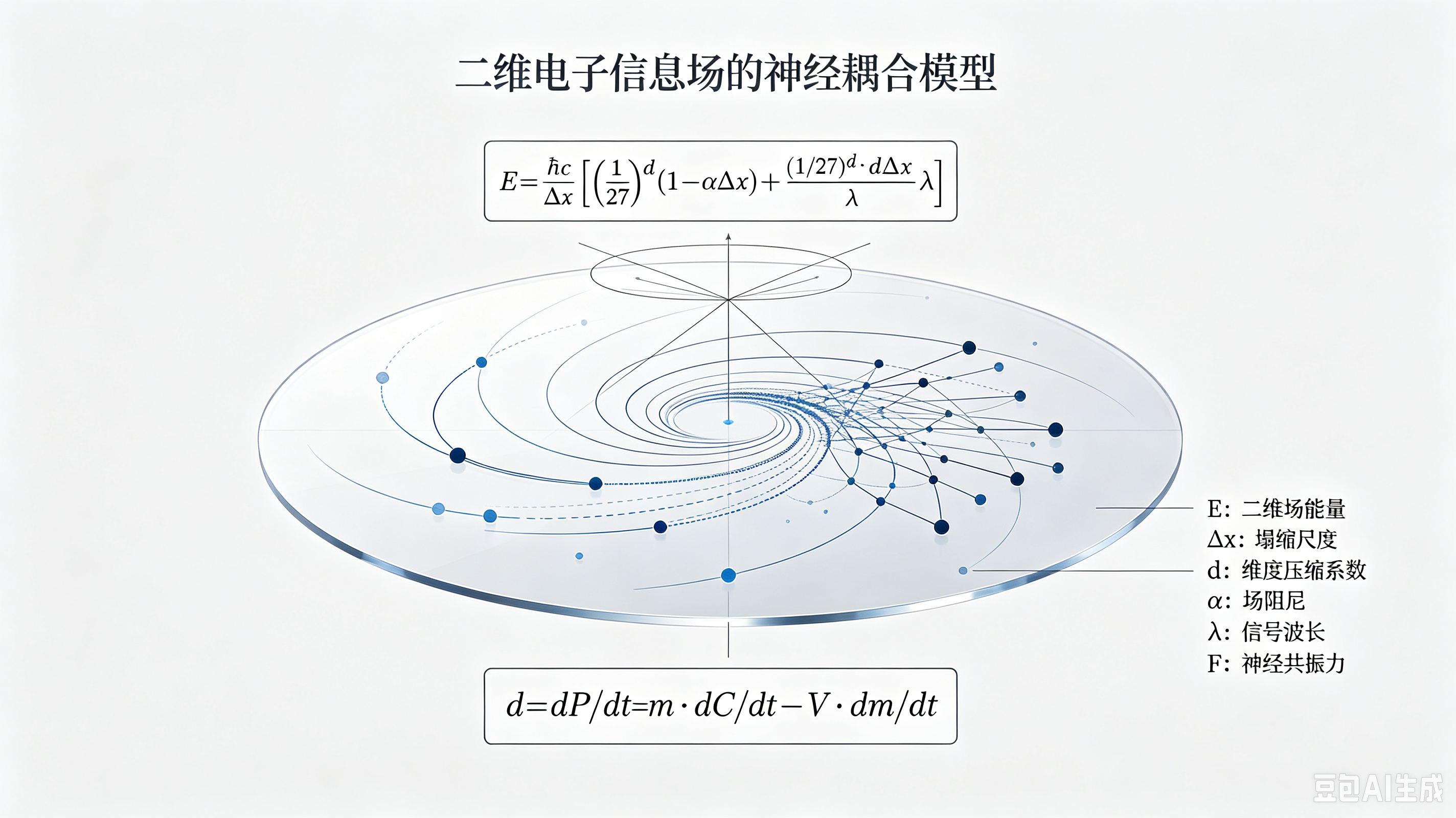 二维信息场对神经欲望的作用机制研究
摘要
统一场论提出，三维空间中以光速运动的物质可以塌缩为零体积的二维信息平面，电磁信号与神经脉冲都是空间螺旋运动产生的场量子波动。本文依托统一场论的时空模型，结合计
