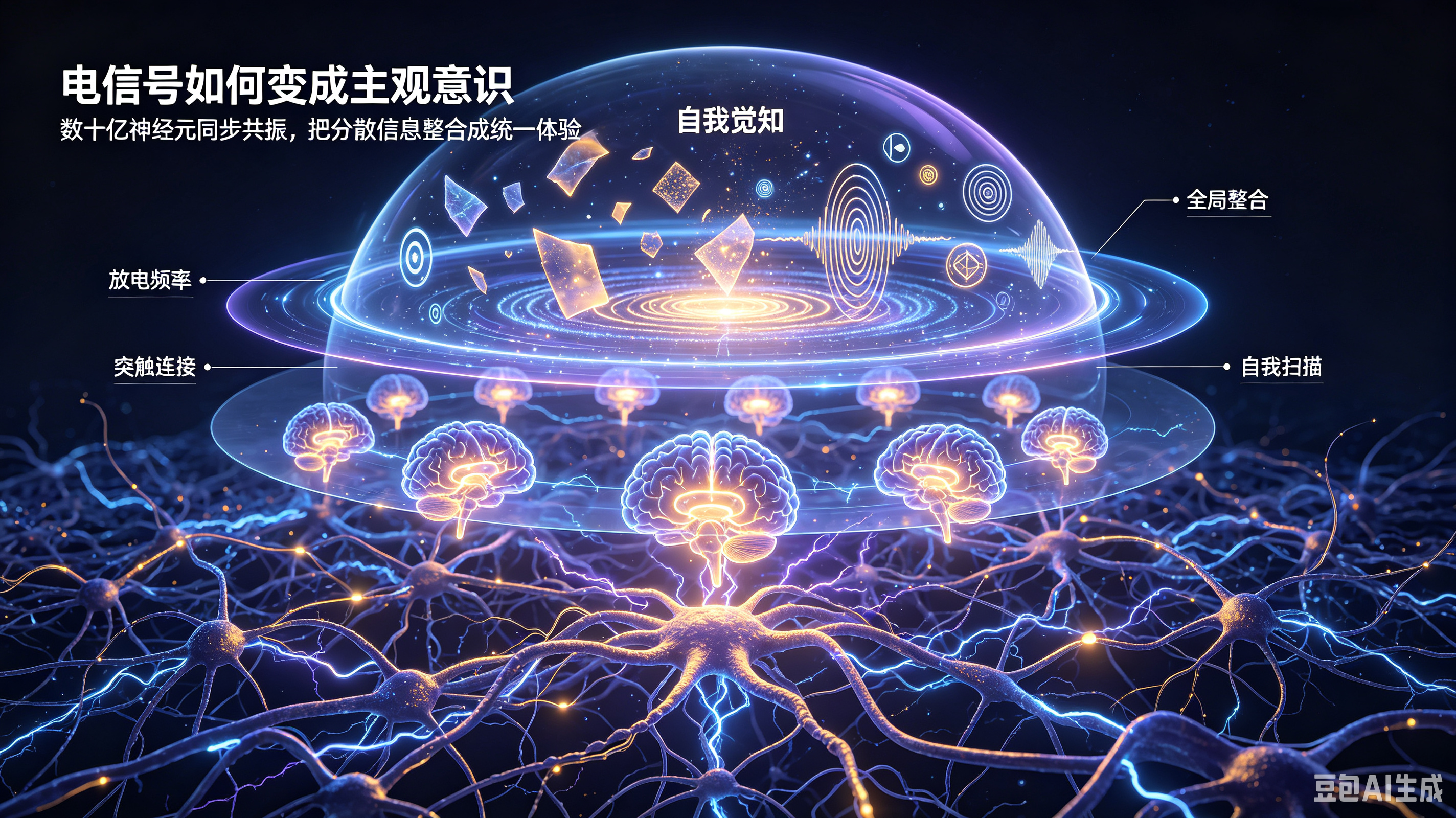 神经元放电为何能产生人类意识
许多人始终疑惑：大脑只是一堆细胞，神经元仅仅传递电信号，冰冷的生物电流为何能诞生自我感知、思维情绪与主观意识？事实上，意识不是单一细胞的产物，而是海量神经元同步放电、信息