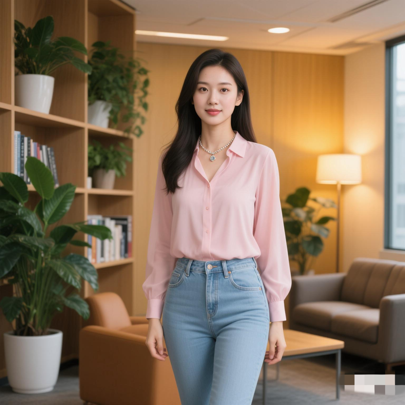 职场里，穿上合身牛仔裤，也是一道风景……