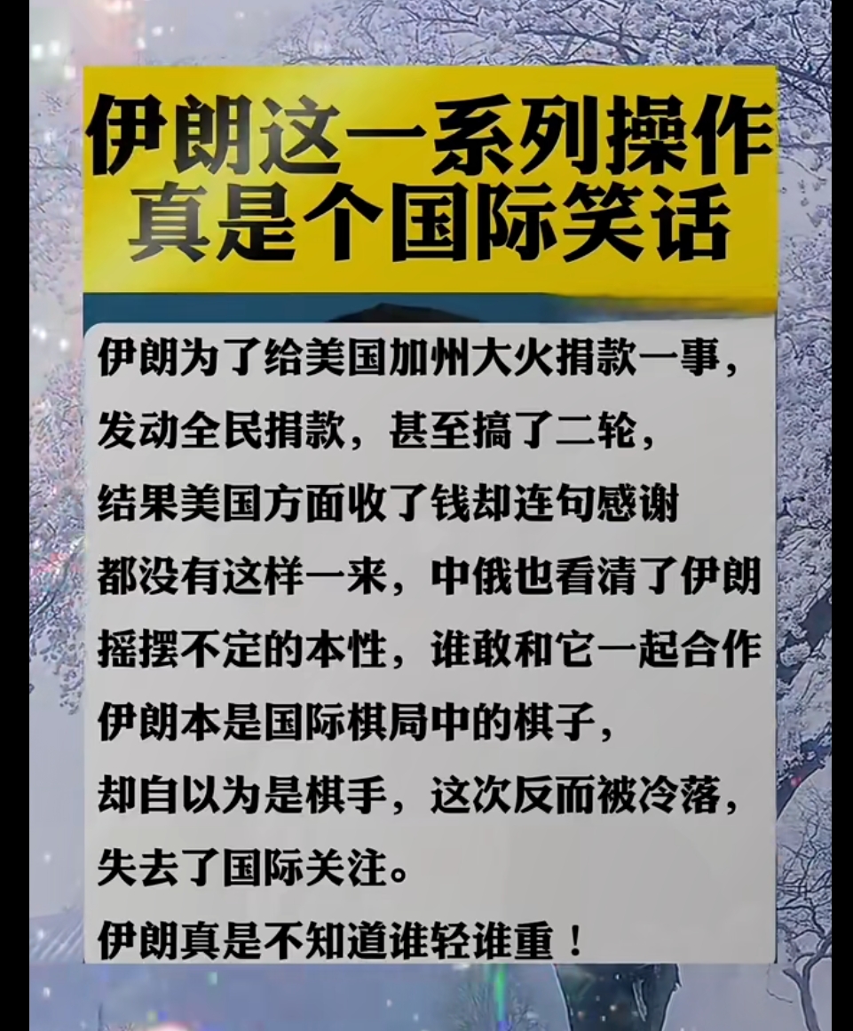 美国大火，伊朗国内还搞了个捐款？