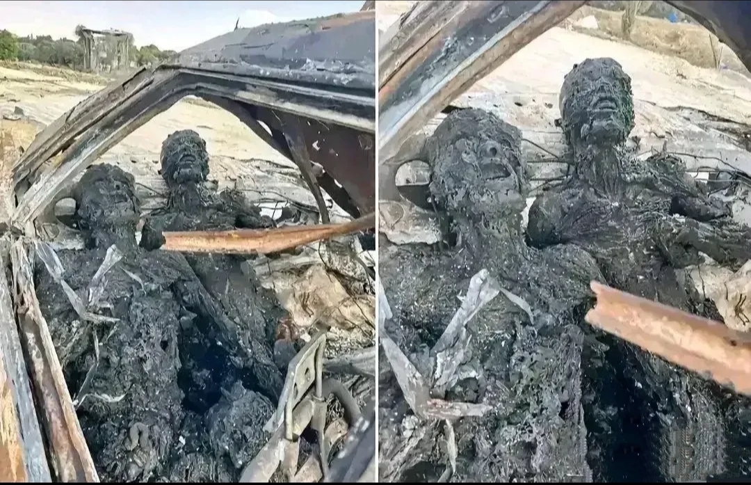 这张图片展示了被白磷弹瞬间烧死的巴勒斯坦平民，十分凄惨，烧得面目全非。

白磷弹为什么这么厉害？白磷易燃温度极低，仅需40摄氏度左右就可以燃烧，燃烧后温度可达上千度，因此也被称为“地狱之火”。

白磷