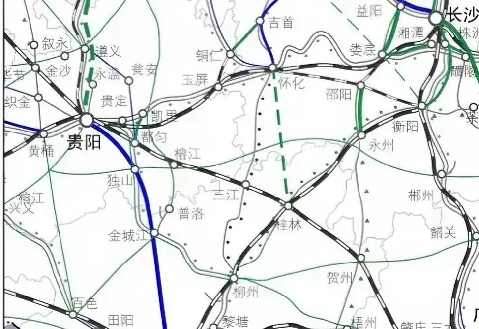 贵州、湖南、广西部分区域铁路规划路线图（国家中长期铁路网规划）
