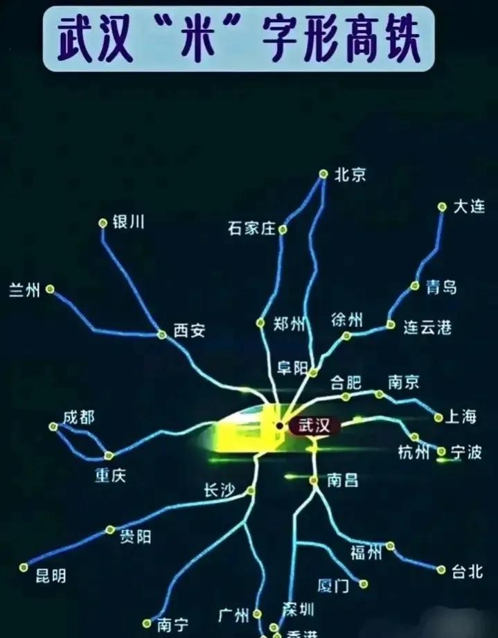 一眼武汉，郑州的米字连的是省内