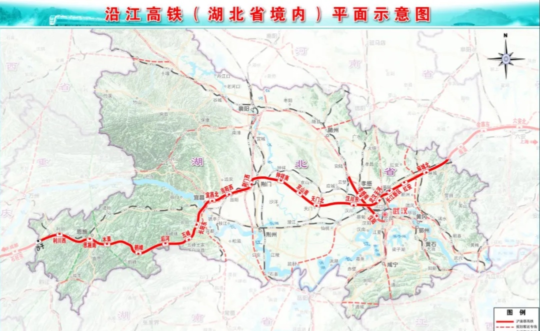 沿江高铁湖北段，有3大怪现象。

沿江高铁湖北段共分三部分，武荆宜段已经开工建设，合武高铁和宜涪高铁用地批复，明年将开工建设。

怪现象一、线路走的七弯八绕。沿江高铁在荆门境内，以及恩施境内，有很明显