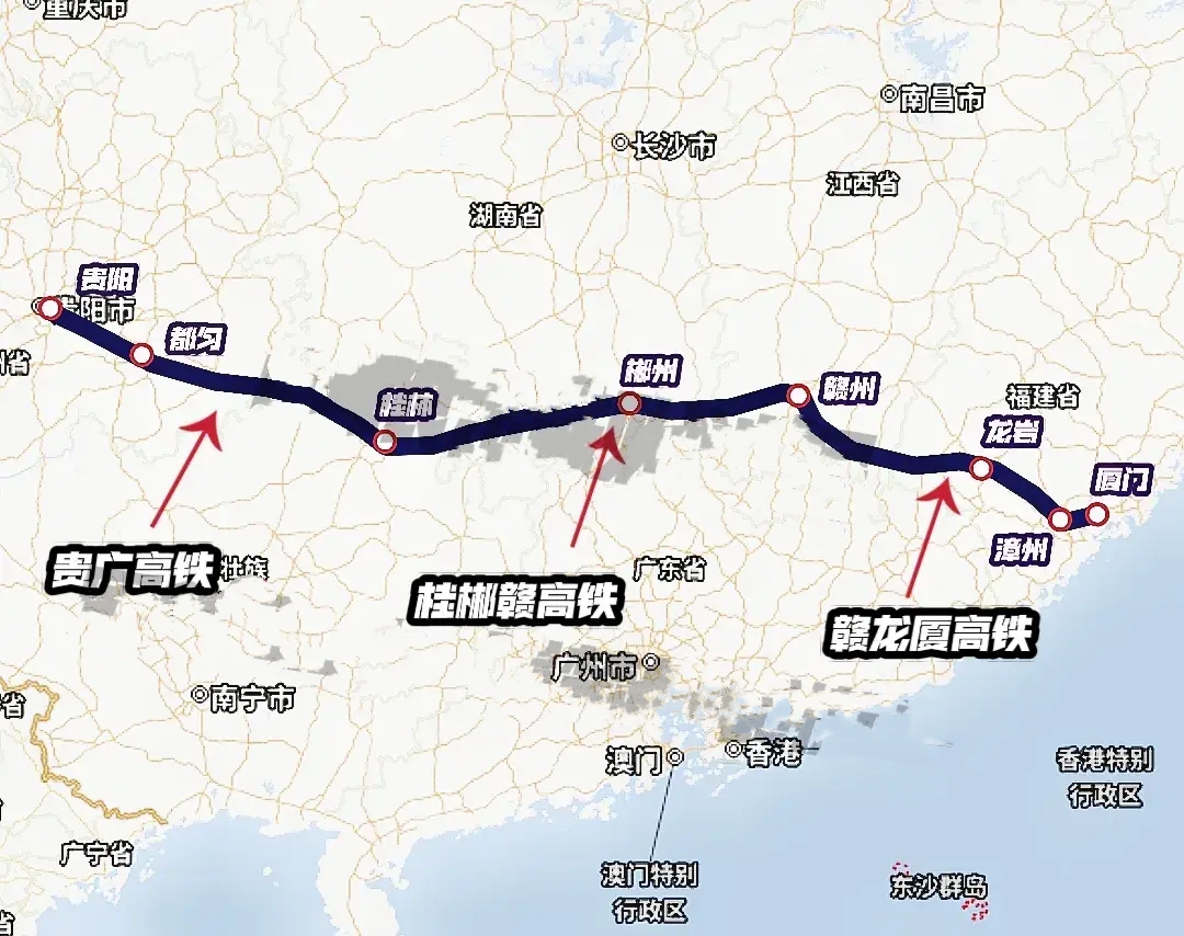 贵阳直达厦门高铁规划，只需要建设桂林至赣州高铁即可，因为贵阳至桂林段可以利用既有