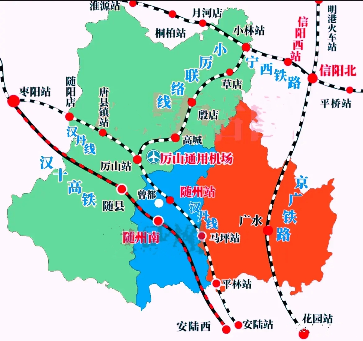 随州境内铁路线的四大尴尬

随州境内铁路有四大尴尬：尴尬之一随州南站离市区太远；