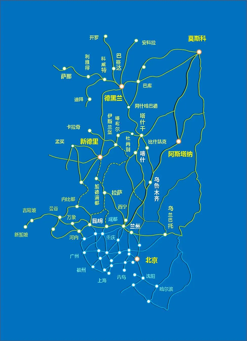 中吉乌铁路建成后不是打通新道，只是多了一条线，乌鲁木齐-比什凯克-塔什干的铁路早