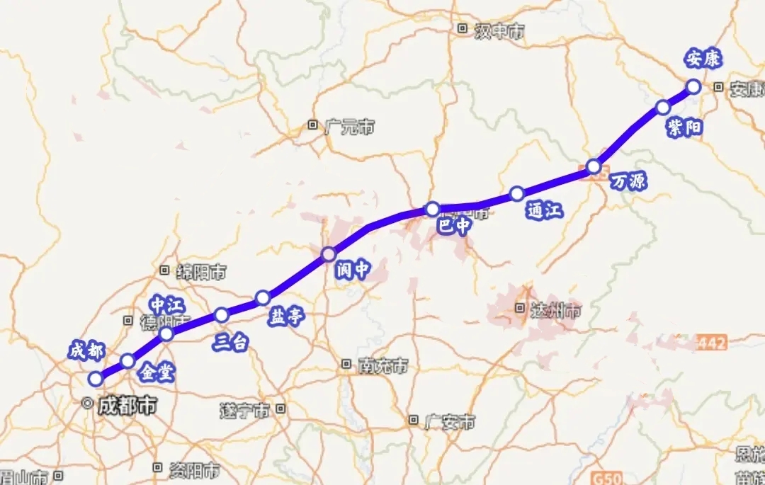 成巴安高铁，未来西成高铁第二通道

西成高铁目前设计时速为250km/h，标准不够高，因此成巴安高铁的概念应运而生，不过成巴安高铁目前给出的答复是暂时不具备可行性。不过随着未来的交通需求增大，成巴安高