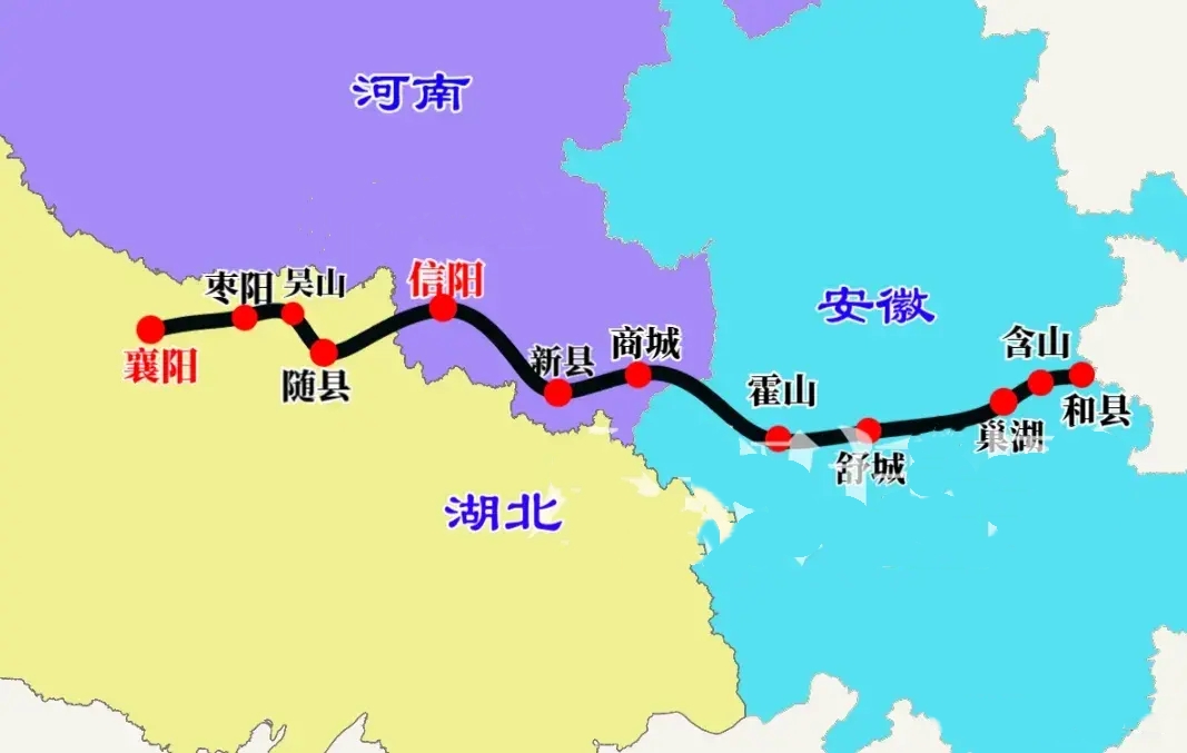 和襄高速—合康无进展，襄信修起来！

和襄高速走向示意图。合襄高铁各地推了几年一