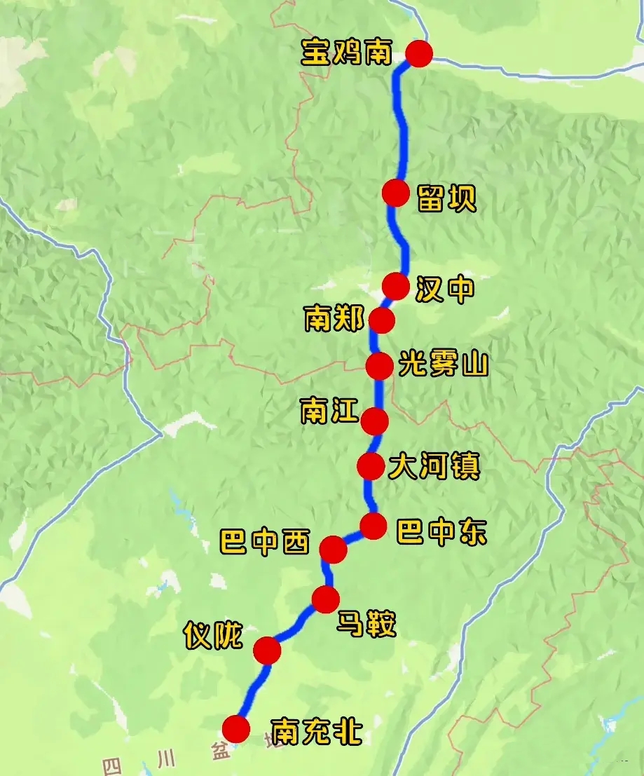 汉巴南铁路正在修建，如果将汉巴南铁路延伸至宝鸡，将宝巴南铁路打造成关中城市群与成