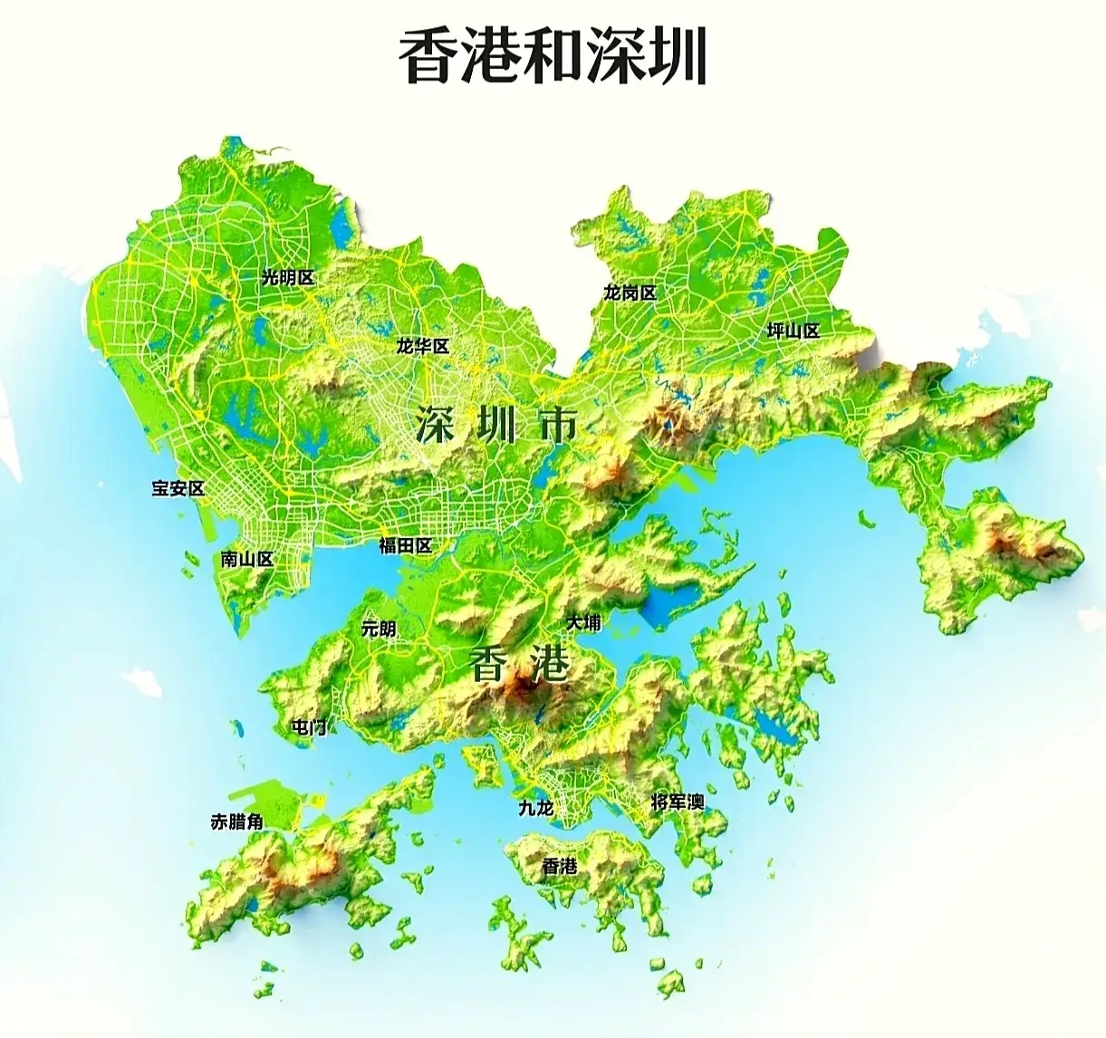 两座国际一线城市，仅一河之隔，几乎连在一起，这在全世界也是独一份。

深圳和香港，太奇特了。就这么一块3000平方公里的地方，在地图上几乎看不到，但是却生活了超过2500万人，比大多数欧洲国家人口还多
