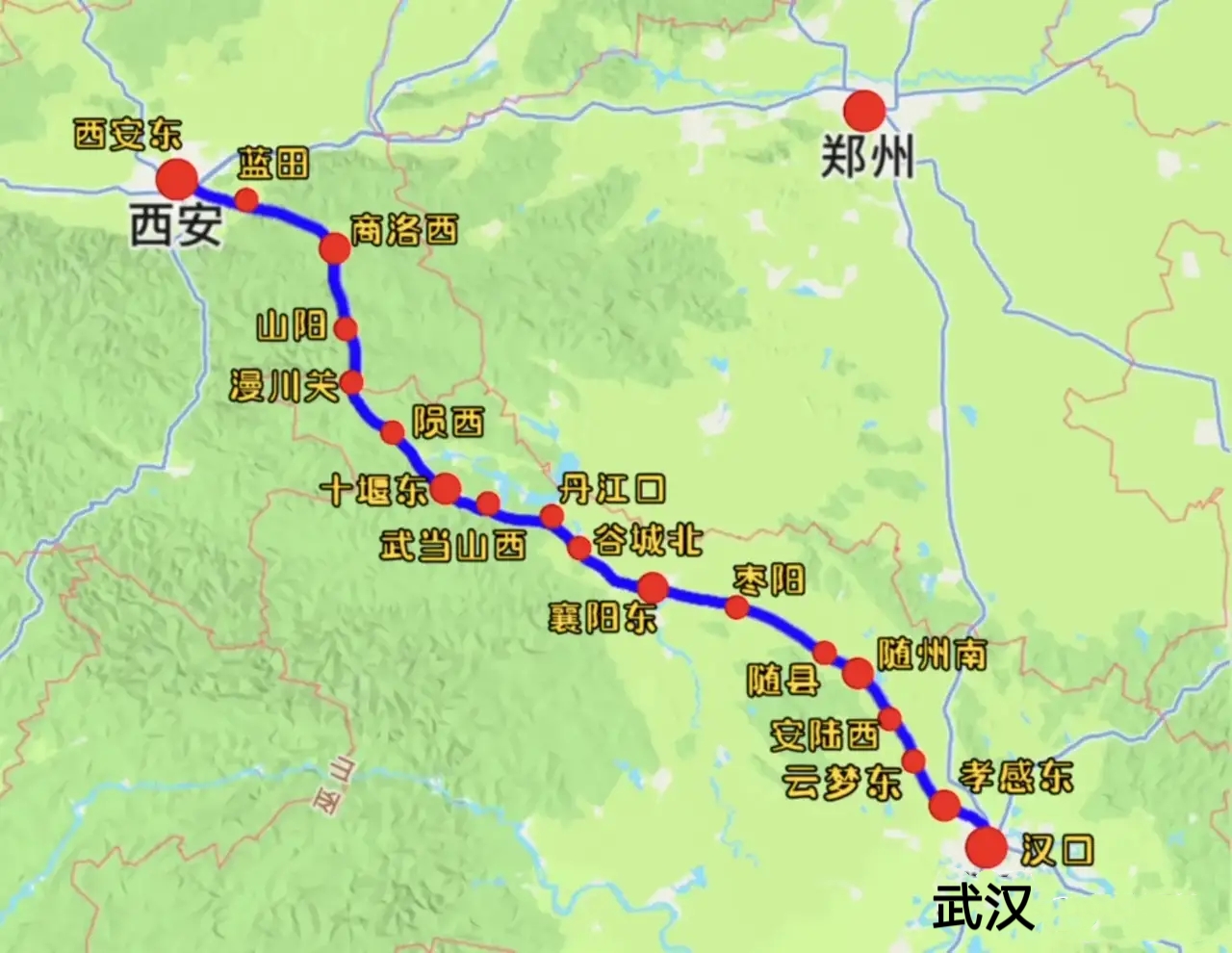 西武高铁通车后，西北地区南下珠三角的高铁就不用再绕行郑州了，西安去上海的高铁也有
