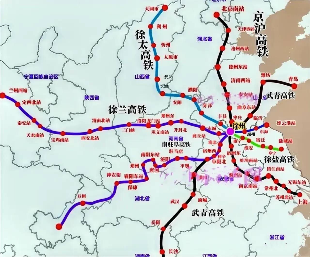 高铁枢纽徐州比很多省会还牛吧

徐州高铁枢纽图一览。徐州古称彭城，自古就是兵家必