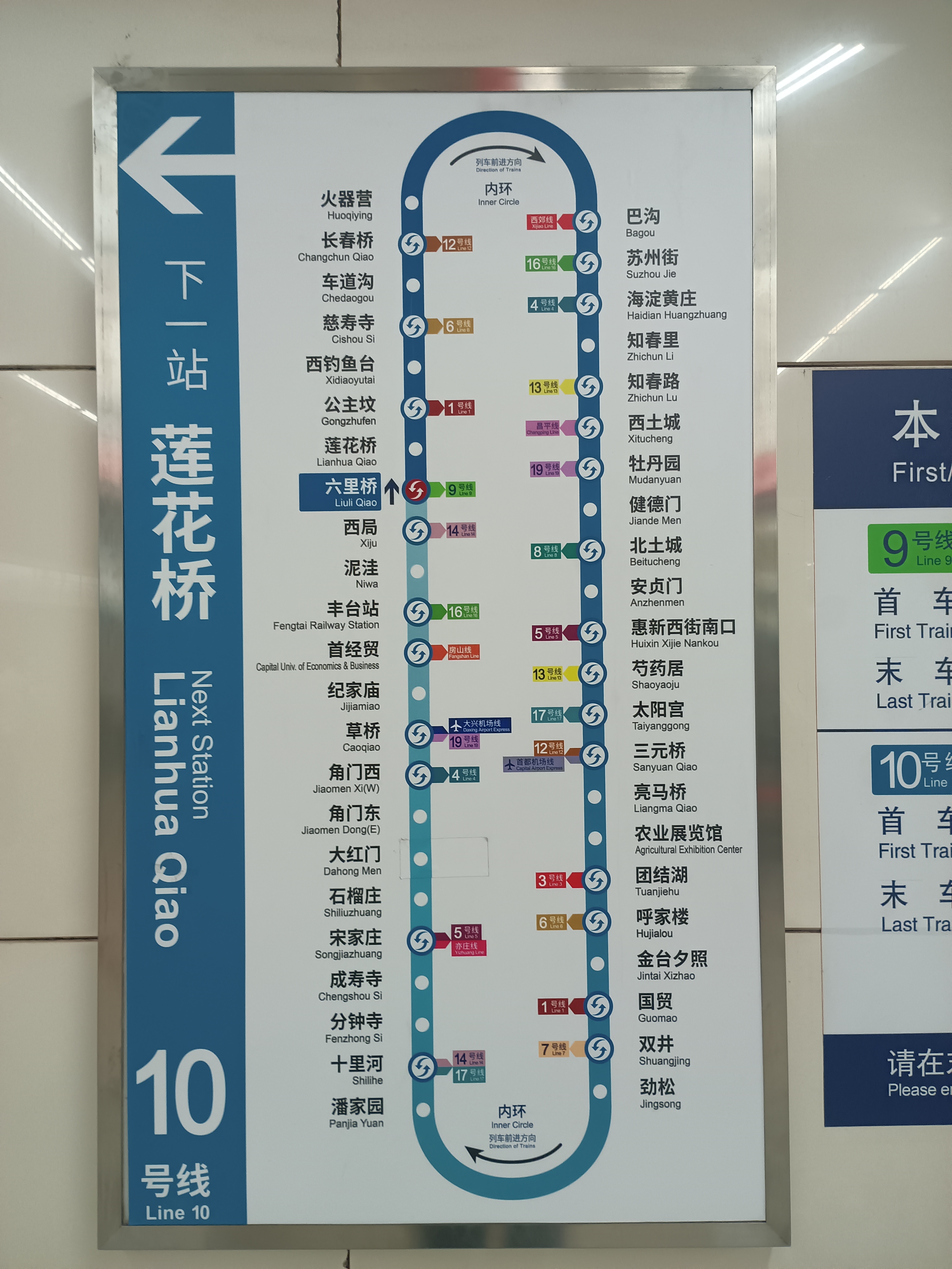 北京地铁10号线站点名称