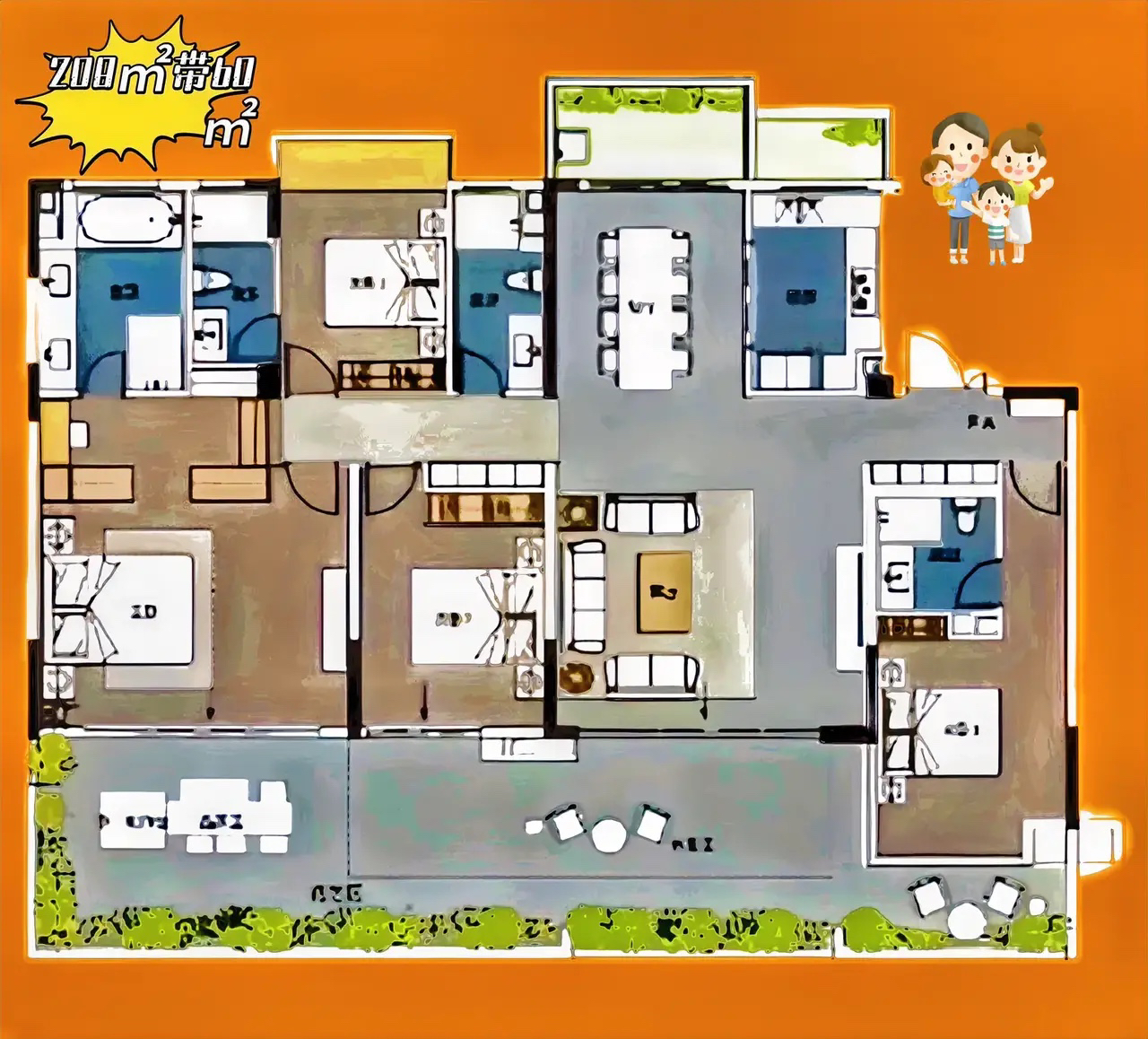 我送给大平层一个礼物，三分花园，赶时髦，四代家居的乡愁，做为有格局的房子，水泥变花园，就是成功的大道理！
60㎡花园，大平层巅峰之镜，通俗说，能不能火出圈，靠l8米大花园，它是一个高颜值+梦想的故事！