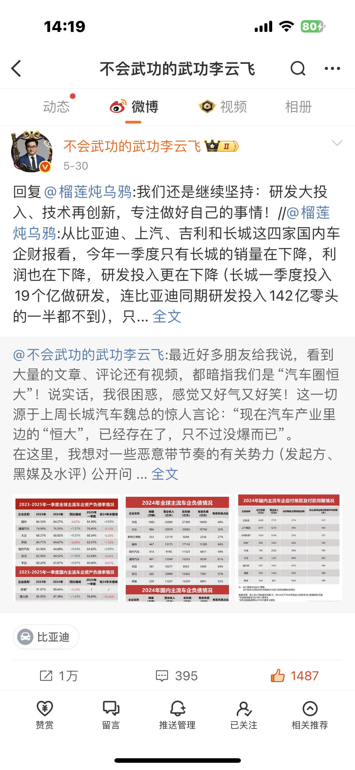 从不被看好，到如今行业的引领者，靠的就是二十余载的技术投入和研发，行业不断向前、企业不断发展的最基本功底就是技术积累，中国汽车走到今天何其不易，练好内功才是取胜之道，自身强大比什么都重要。