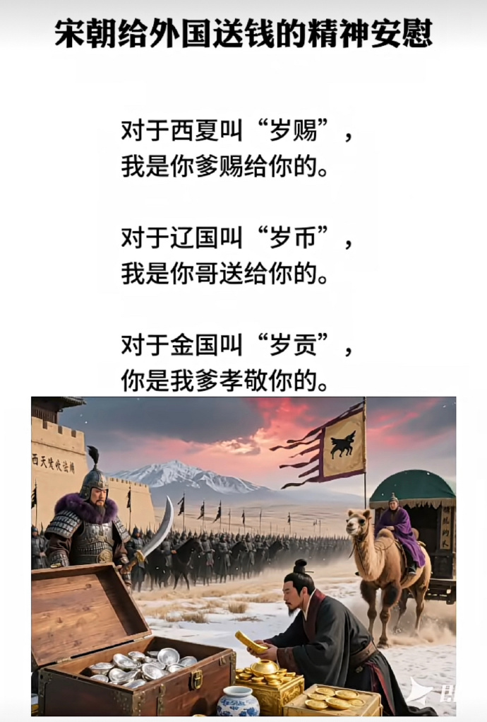 宋朝给外国送钱的自我精神安慰大法。
