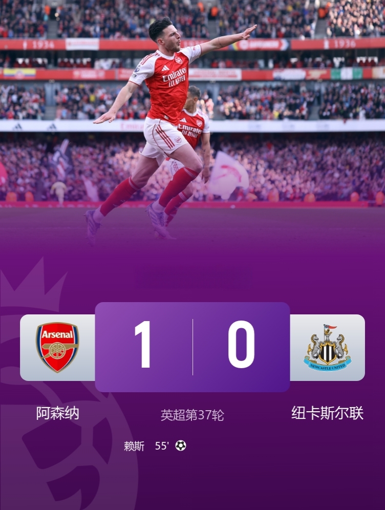英超-阿森纳1-0纽卡斯尔，提前一轮锁定欧冠资格！

此役，赖斯世界波&拉亚多次扑救！

球迷热议：夸一夸基维奥尔，自从加布里埃尔受伤后，打的比赛多了，也自信多了，表现越来越好，越来越稳定。