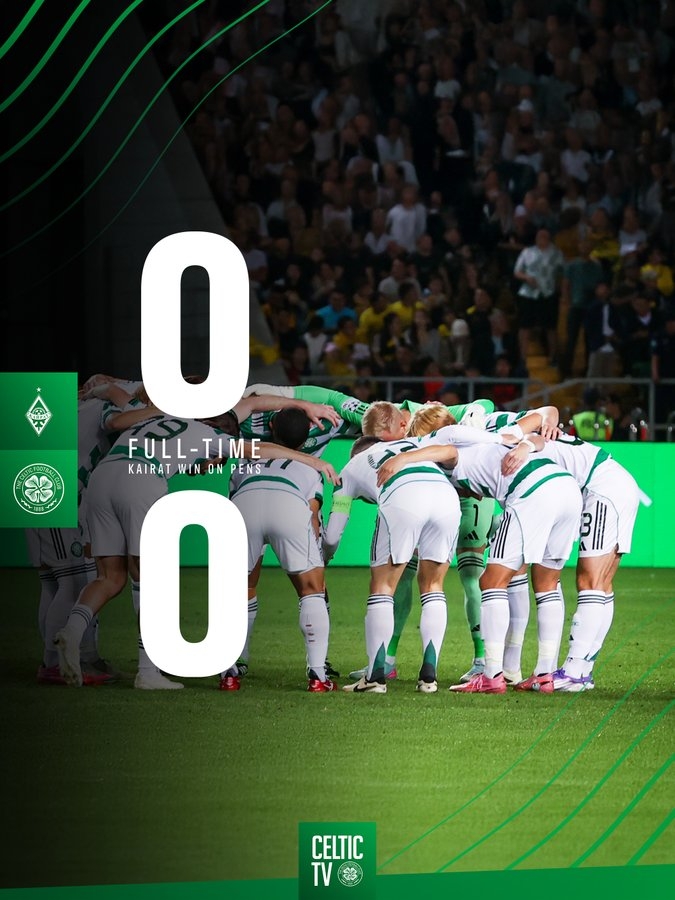 欧冠附加赛：哈萨克超凯拉特点球3-2击败凯尔特人，队史首进欧冠，真是可喜可贺！

凯尔特人在连续3个赛季进入欧冠正赛后，本赛季将只能转战欧联杯！